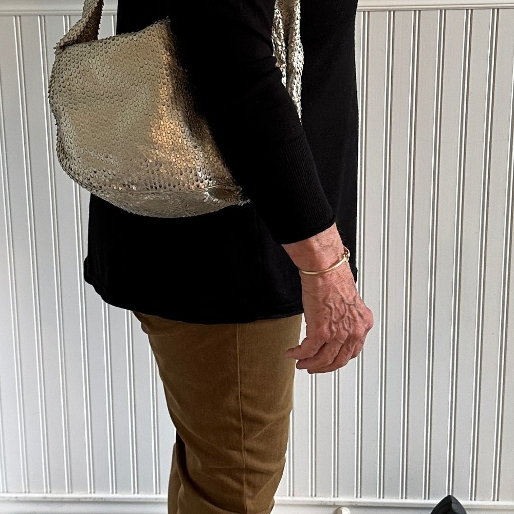 $620 Kate Spade Collect Metallic Silver Perforated Leather Shoulder Bag Purse - Picture 16 of 16